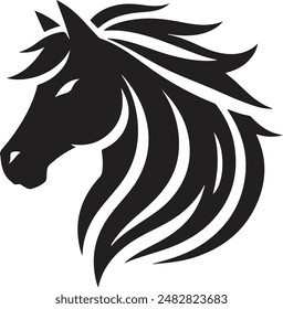 horse head black silhouette style vector illustration art 