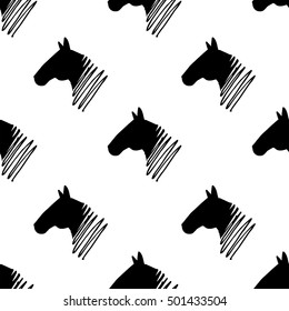 horse head black and white pattern