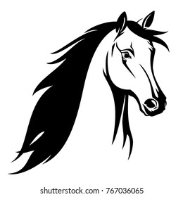 horse head black and white vector design
