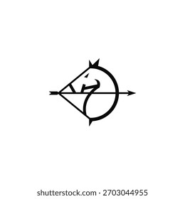 Cabeza de caballo y arco con diseño de logotipo de flecha.