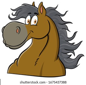 Horse Head Cartoon Mascot Character. Vector Illustration Isolated On White Background