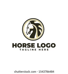 Horse Head in a Circle Logo Vector Icon Illustration