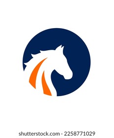 horse head circle logo vector