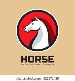 Horse head in circle - vector business logo template concept illustration. Wilde animal creative graphic sign. Design element. 