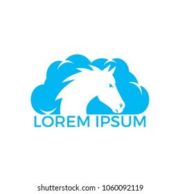 Horse head and cloud logo design.