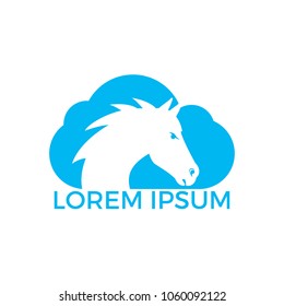Horse head and cloud logo design.