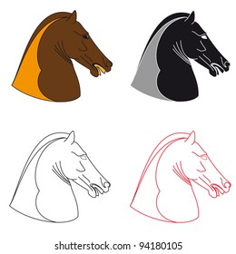 Horse head in color and contour design