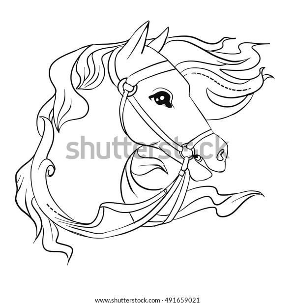 horse head coloring book stock vector royalty free 491659021