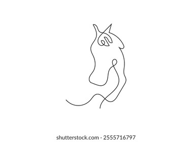 Horse Head in continuous line art drawing design. Beautiful horse minimalist black linear sketch isolated on white background. Vector illustration