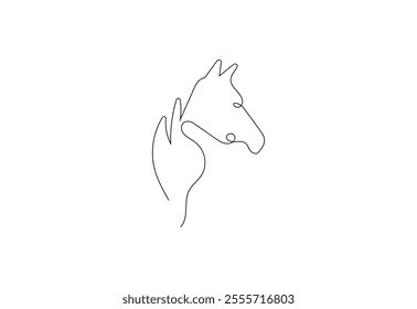 Horse Head in continuous line art drawing design. Beautiful horse minimalist black linear sketch isolated on white background. Vector illustration