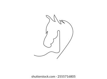 Horse Head in continuous line art drawing design. Beautiful horse minimalist black linear sketch isolated on white background. Vector illustration
