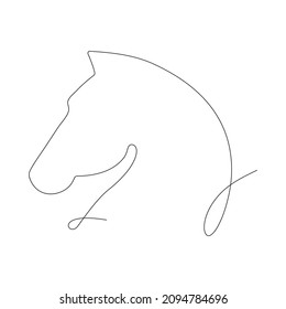 Dibujo continuo de una línea en la cabeza de caballo. Vector aislado en blanco.