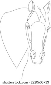 Dibujo continuo de una línea en la cabeza de caballo. Ilustración vectorial.