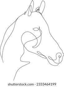 Horse head Continuous one line drawing art. Horse for logo, card, banner, poster, flyer. vector illustration.