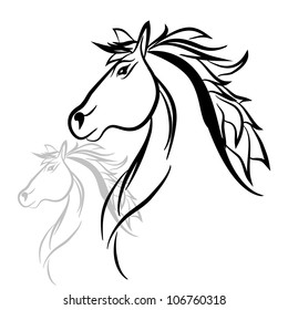 Horse head drawing vector illustration.
