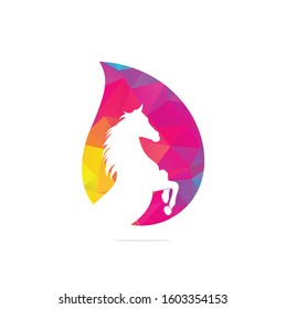 Horse head drop shape concept vector logo. Horse head sign. Horse head icon.