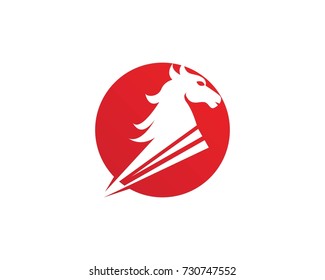 Horse head fast logo design template