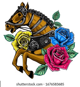 Horse head with flowers vector illustration image