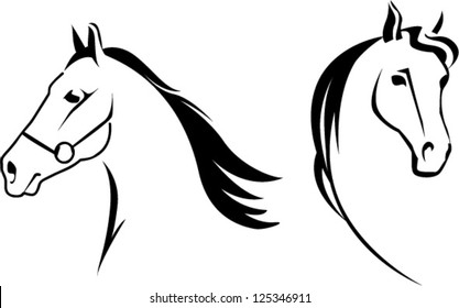 horse head with flying mane vector illustration