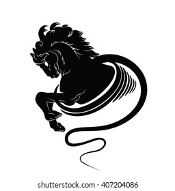 Horse head and front hooves. Vector logo emblem