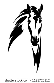 horse head front view black and white vector design