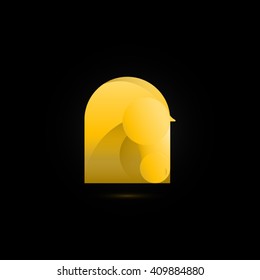 Horse head gold color logo design vector