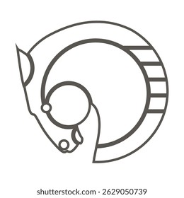 Horse head. Happy Chinese New Year, year of the horse! Lunar new year sign. Logo. Chinese text means "horse".