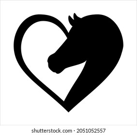 horse head and heart shape vector illustration