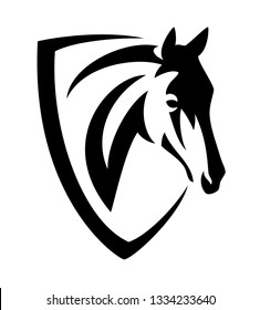 Horse Head Heraldic Shield Black White Stock Vector (Royalty Free ...