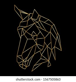 Horse head icon. Abstract triangular style. Contour for tattoo, logo, emblem and design element. Hand drawn sketch of a horse. Origami style outline geometric horse
