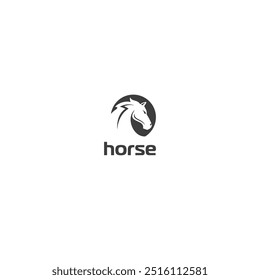 Horse head icon logo flat vector design