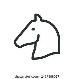 Horse head isolated icon, cavalry vector symbol with editable stroke