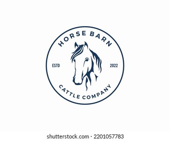 Plantilla de logotipo de la silueta de la línea de la cabeza del caballo