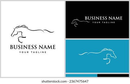 horse head line logo template