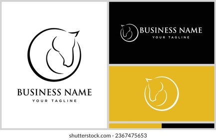 horse head line logo template