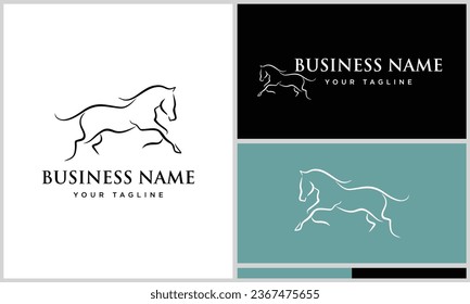 horse head line logo template