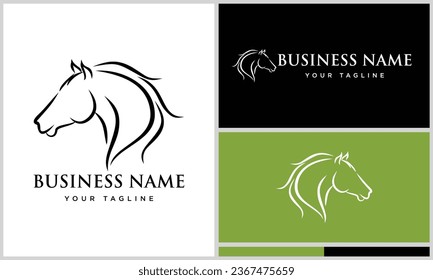 horse head line logo template