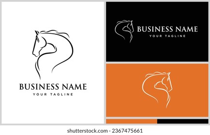 plantilla de logotipo de línea de cabeza de caballo
