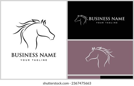 plantilla de logotipo de línea de cabeza de caballo