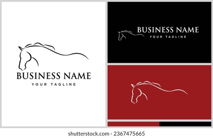 horse head line logo template