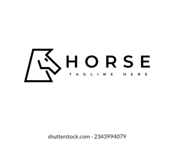 horse head line style logo design