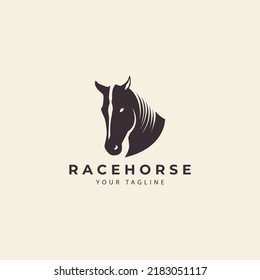 Horse head logo black silhouette horse racing cowboy horse farm vector icon symbol illustration design
