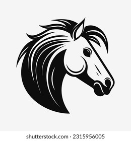 Horse head logo. Black and white emblem. Vector illustration