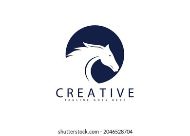 HORSE head logo, in circle animal head symbol