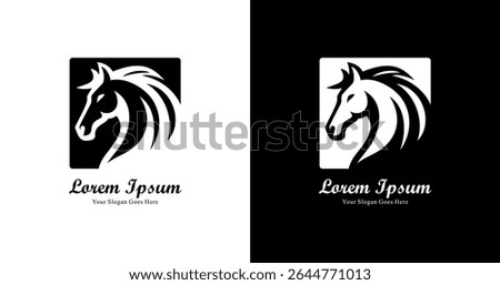 Horse head logo design combined with square