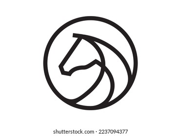 diseño del logo de la cabeza de caballo. ilustración del vector de icono de lujo de estilo lineal.