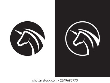 diseño del logo de la cabeza de caballo. ilustración del vector de icono de lujo de estilo lineal.