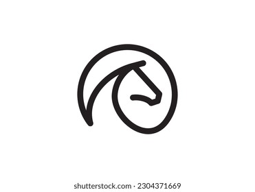 horse head logo design. linear style luxury icon vector illustration.