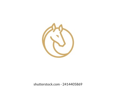 horse head logo design. linear style luxury icon template