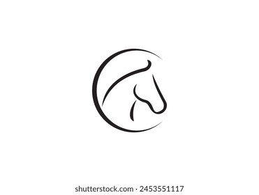 horse head logo design. linear style luxury icon vector